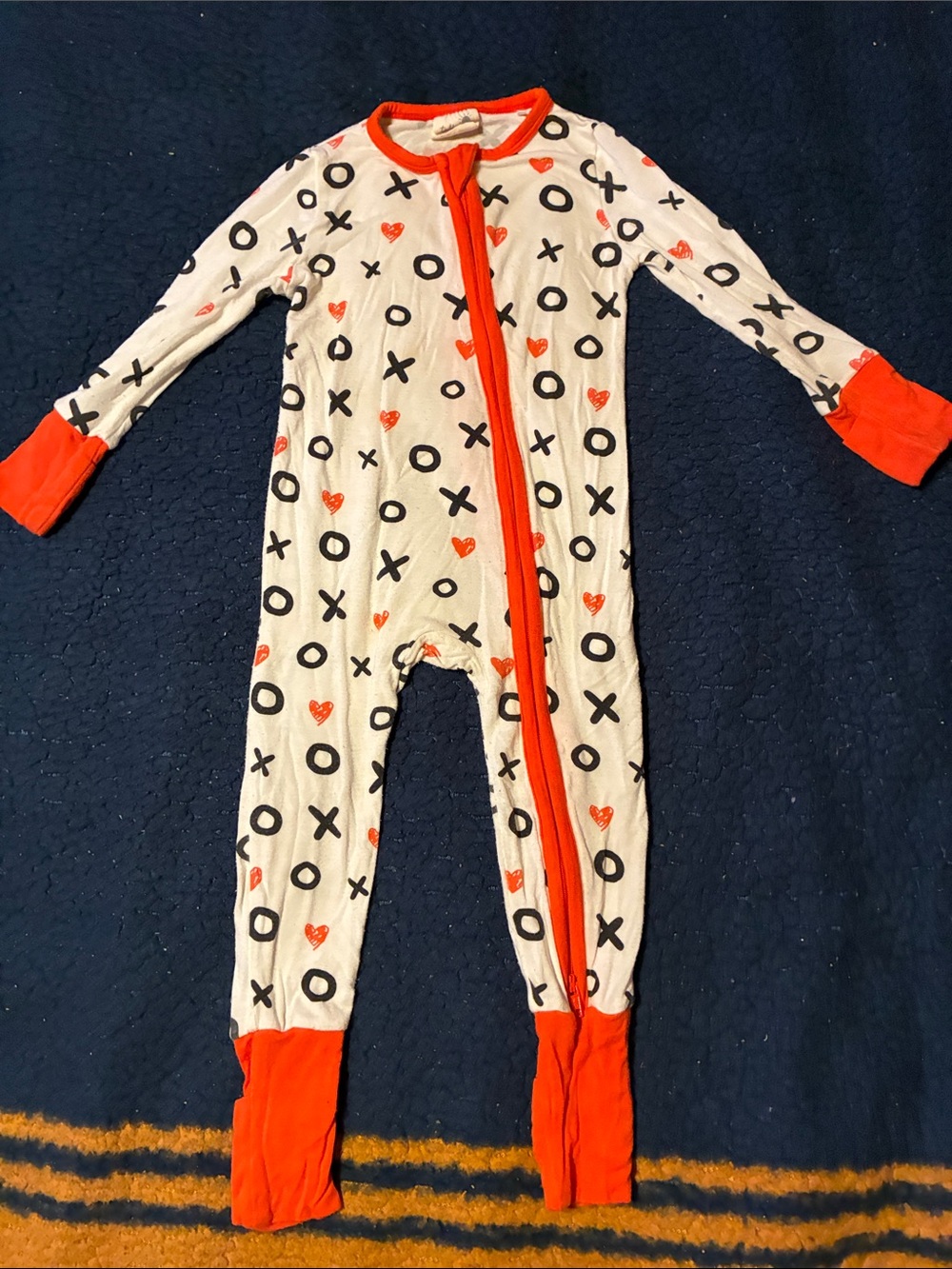 Tullabee Kids White and Orange XO Heart One-Piece Pajamas